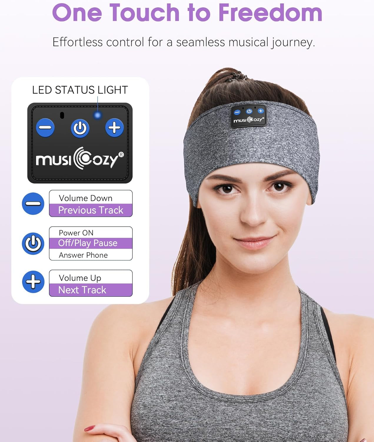 Sleep Headphones Bluetooth 5.4 Headband, Sports Wireless Earphones Sleep Mask Earbuds IPX6 Waterproof for Side Sleepers Workout Running Insomnia Travel Yoga Cool Tech Gadgets (Gray)