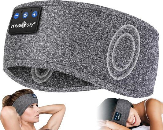 Sleep Headphones Bluetooth 5.4 Headband, Sports Wireless Earphones Sleep Mask Earbuds IPX6 Waterproof for Side Sleepers Workout Running Insomnia Travel Yoga Cool Tech Gadgets (Gray)
