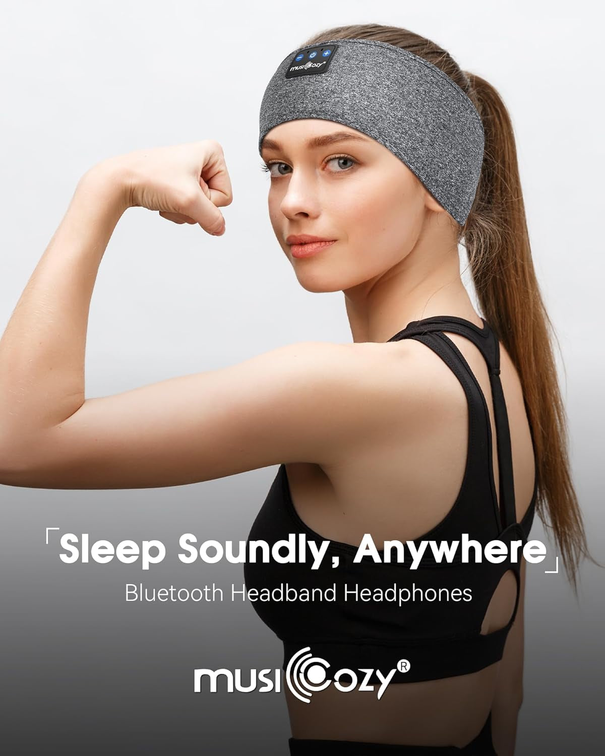 Sleep Headphones Bluetooth 5.4 Headband, Sports Wireless Earphones Sleep Mask Earbuds IPX6 Waterproof for Side Sleepers Workout Running Insomnia Travel Yoga Cool Tech Gadgets (Gray)