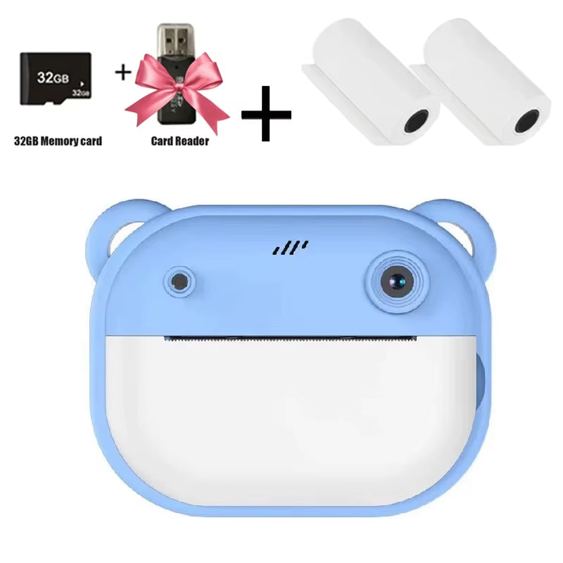 Children Digital Camera Instant Print for Kids Thermal Print Camera Instant Photo Printing Camera Video Toys+32G Memory Card