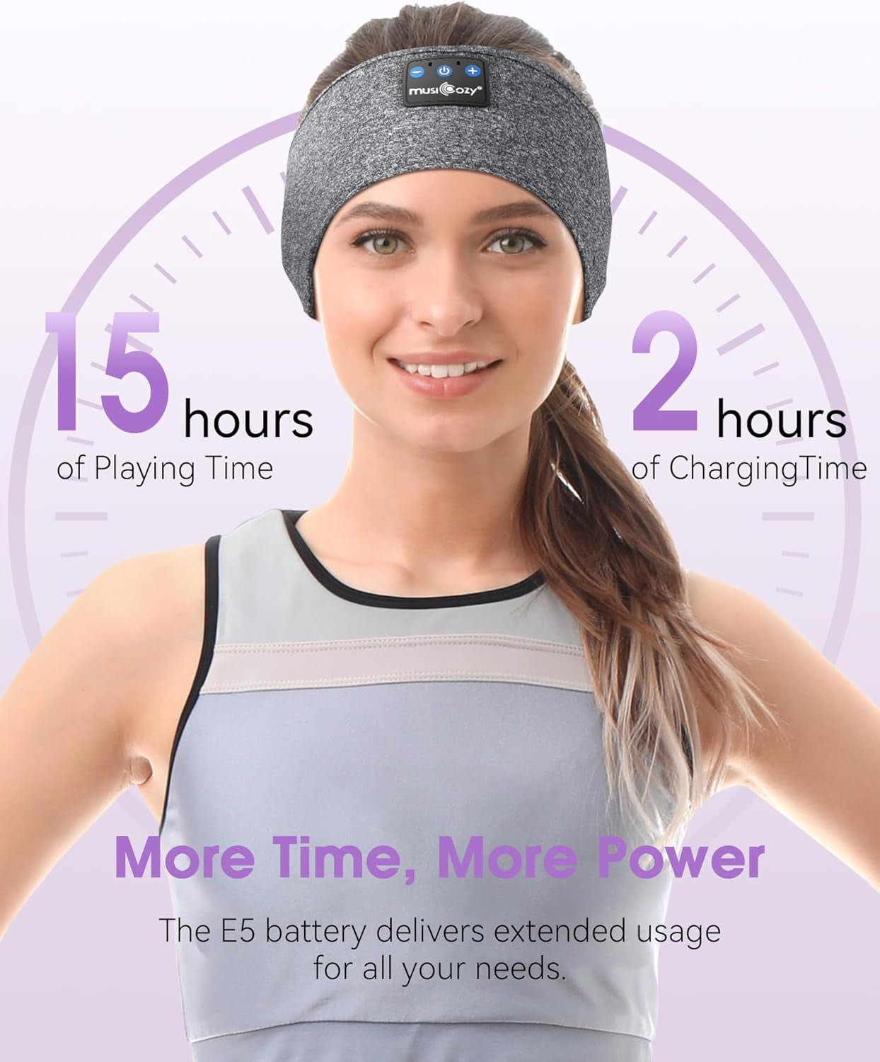 Sleep Headphones Bluetooth 5.4 Headband, Sports Wireless Earphones Sleep Mask Earbuds IPX6 Waterproof for Side Sleepers Workout Running Insomnia Travel Yoga Cool Tech Gadgets (Gray)