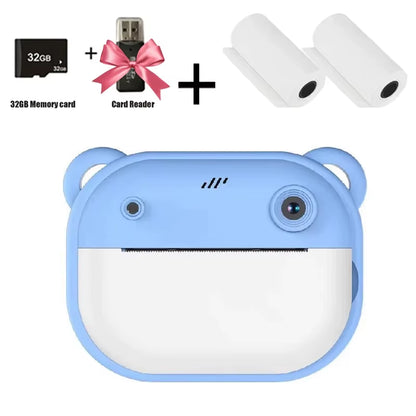 Children Digital Camera Instant Print for Kids Thermal Print Camera Instant Photo Printing Camera Video Toys+32G Memory Card