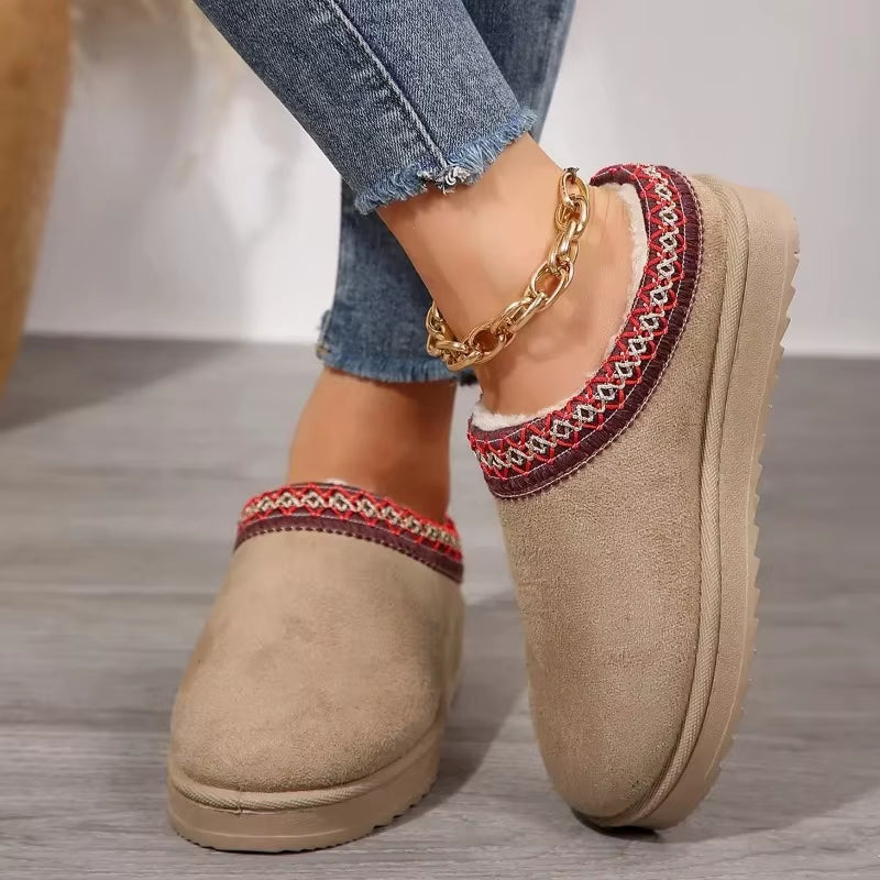 Winter 2024 Cashmere Heelless Half Mop Ugg Boots with Thick Sole for Warmth