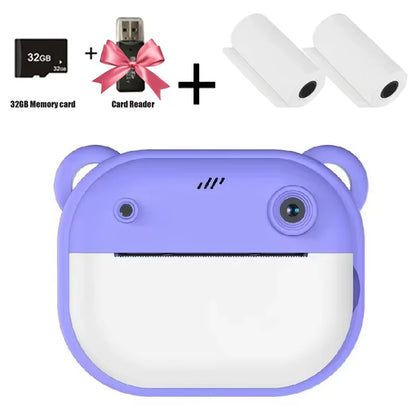 Children Digital Camera Instant Print for Kids Thermal Print Camera Instant Photo Printing Camera Video Toys+32G Memory Card